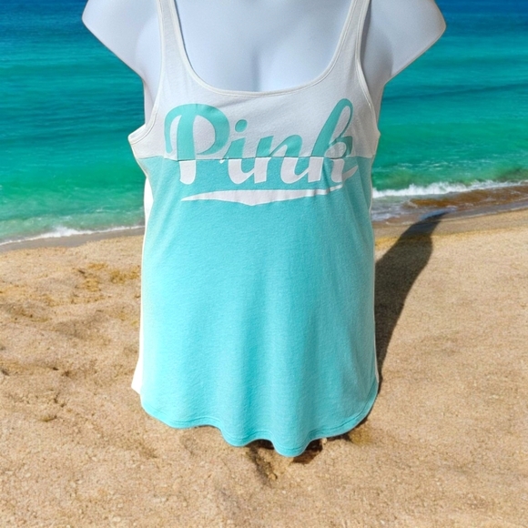 PINK VS NEW Soft Color Block PINK Logo Tank Top - Picture 1 of 12
